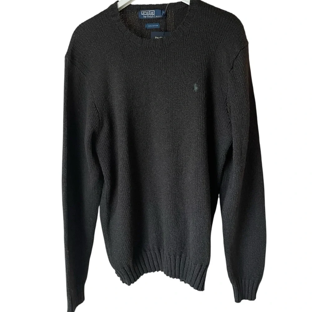 Polo Ralph Lauren‎ Vintage Black Luxury Cotton Sweater, L